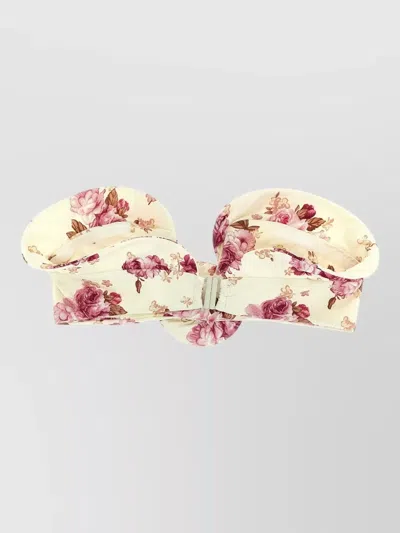 Magda Butrym Floral Bandeau Bikini Top Adjustable Strap In Neutral