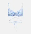 Magda Butrym Floral Bikini Top In Blue