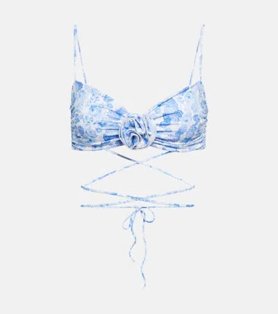 Magda Butrym Floral Bikini Top In Blue