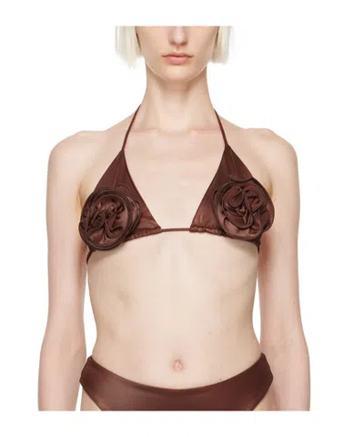 Magda Butrym Floral Bikini Top In Nude