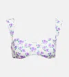 Magda Butrym Floral Bikini Top In Violet Print