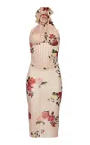 Magda Butrym Floral Corset Midi Dress In Nude