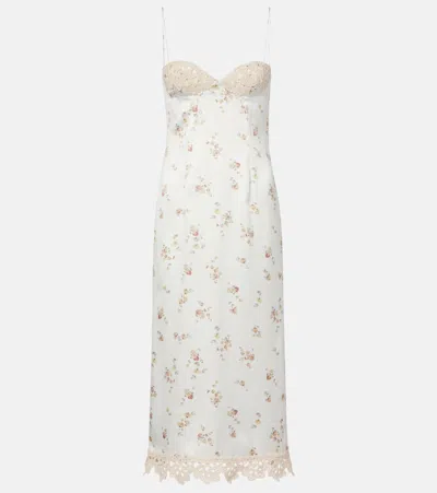 Magda Butrym Floral Crochet-trimmed Silk Slip Dress In White
