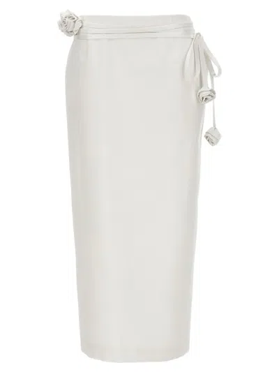 Magda Butrym Floral Detail Midi Skirt Skirts White