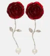 Magda Butrym Floral Drop Earrings With Freshwater Pearls In Red