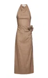 Magda Butrym Floral Embellished Halter Dress In Nude