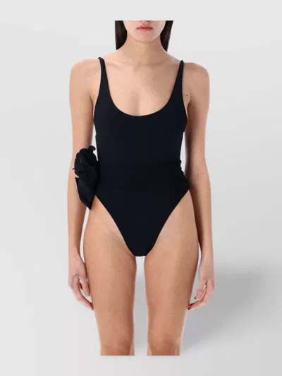MAGDA BUTRYM FLORAL EMBELLISHED HIGH-CUT LEG SWIMSUIT