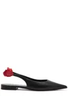 Magda Butrym Point Toe Leather Ballet Flats With Slingback Design In Black