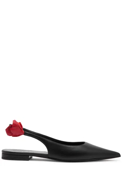 MAGDA BUTRYM MAGDA BUTRYM FLORAL-EMBELLISHED LEATHER SLINGBACK FLATS
