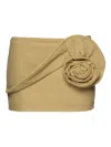 Magda Butrym Cotton Denim Miniskirt With 3d Floral Detail In Yellow