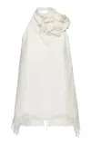 Magda Butrym Floral-embellished Silk Halter Top In White