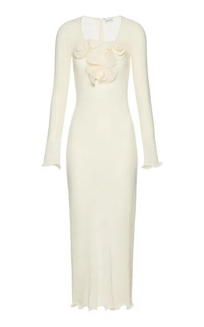 Magda Butrym Floral Embroidered Midi Dress In Ivory