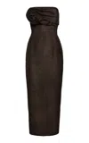 Magda Butrym Floral-embroidered Sheep Leather Dress In Brown