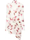 Magda Butrym Printed Jersey Mini Dress W/ Rose In White