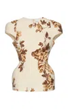 Magda Butrym Floral Jersey Top In Animal Print