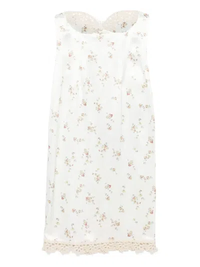Magda Butrym Floral Lace-trimmed Slip Midi Dress In White