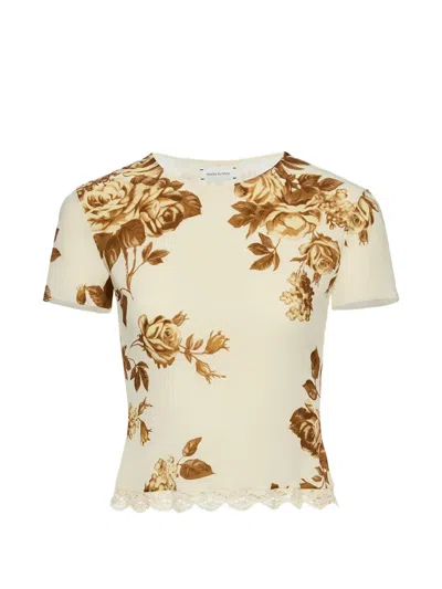 Magda Butrym Floral Lace T-shirt In Neutral