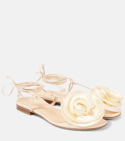 Magda Butrym Floral Leather Sandals In Weiss