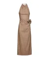 Magda Butrym Embellished Floral Halter Dress With Side Draping In Beige