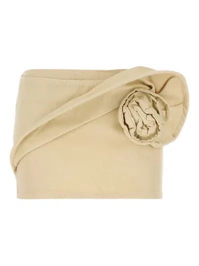 Magda Butrym Denim Mini Skirt Asymmetric Floral Design In Neutral