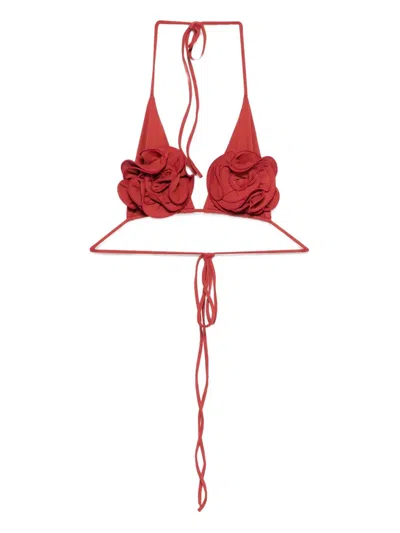 Magda Butrym Floral-motif Bikini Top In Red