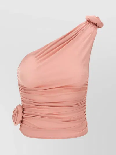 MAGDA BUTRYM 'FLORAL ONE-SHOULDER RUCHED TOP'
