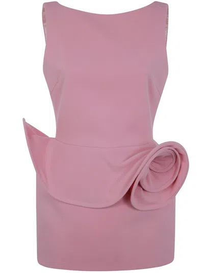 Magda Butrym Floral-appliqué Open-back Minidress In Pink