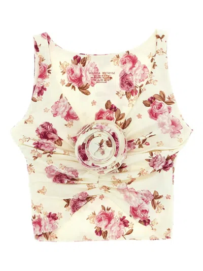 Magda Butrym Re26 Bikini Top Cropped Ruched Floral In Multi