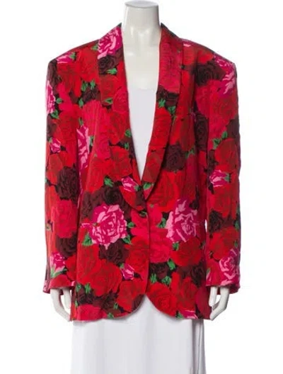Pre-owned Magda Butrym Floral Print Blazer In Red