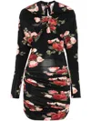 Magda Butrym '24' Draped Floral Mini Dress In Black