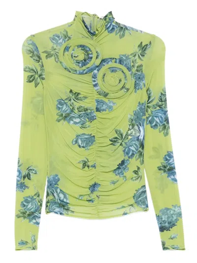 MAGDA BUTRYM FLORAL-PRINT GATHERED TOP