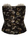 Magda Butrym Floral-print Lace-detail Top In Black