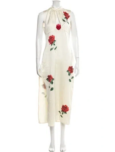 Pre-owned Magda Butrym Floral Print Long Dress In Neutral