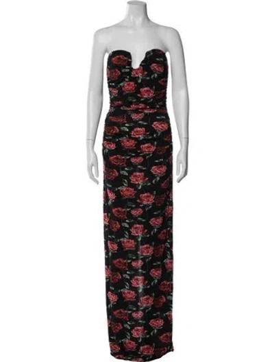 Pre-owned Magda Butrym Floral Print Long Dress In Red
