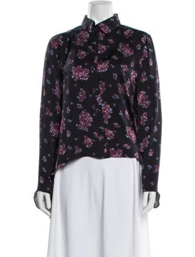 Pre-owned Magda Butrym Floral Print Long Sleeve Blouse In Purple