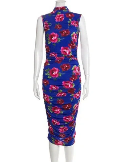 Pre-owned Magda Butrym Floral Print Midi Length Dress In Multi