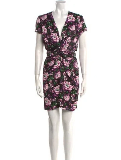 Pre-owned Magda Butrym Floral Print Mini Dress In Black