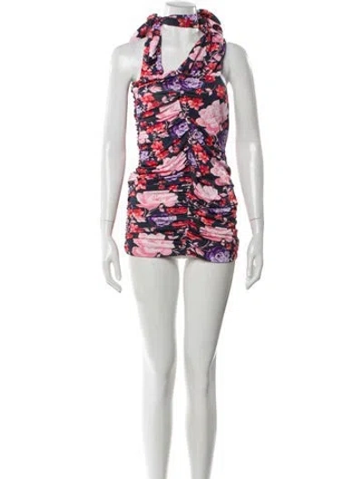 Pre-owned Magda Butrym Floral Print Mini Dress In Blue