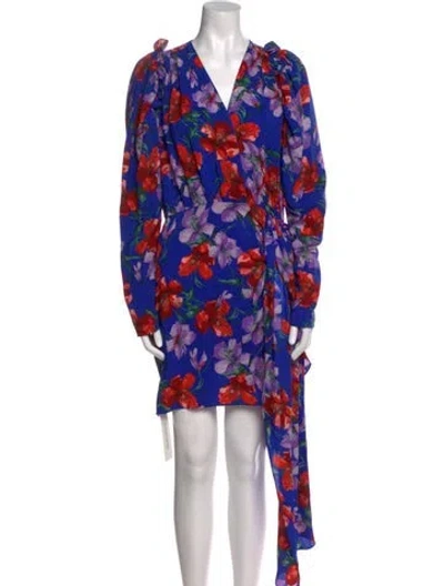 Pre-owned Magda Butrym Floral Print Mini Dress In Blue