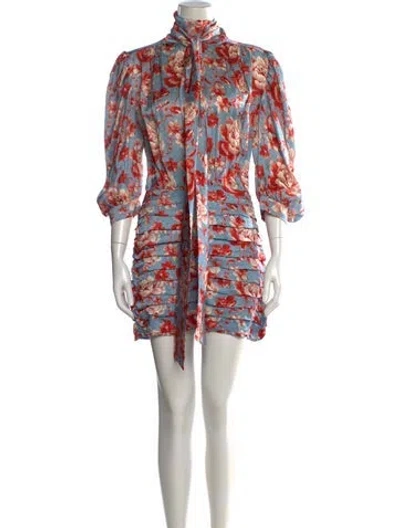 Pre-owned Magda Butrym Floral Print Mini Dress In Blue