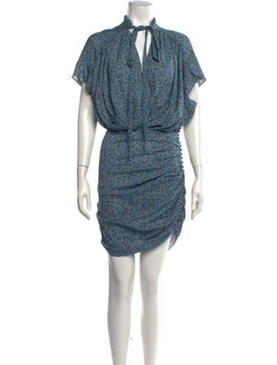 Pre-owned Magda Butrym Floral Print Mini Dress In Blue