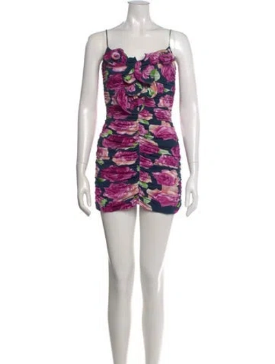 Pre-owned Magda Butrym Floral Print Mini Dress In Pink