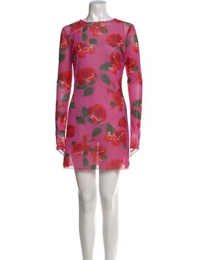 Pre-owned Magda Butrym Floral Print Mini Dress In Pink