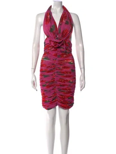 Pre-owned Magda Butrym Floral Print Mini Dress In Pink