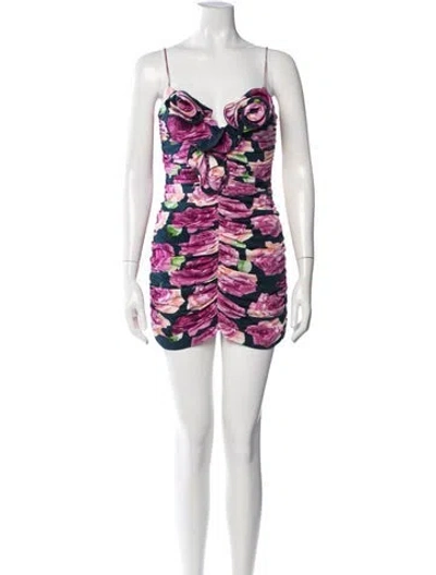 Pre-owned Magda Butrym Floral Print Mini Dress In Pink