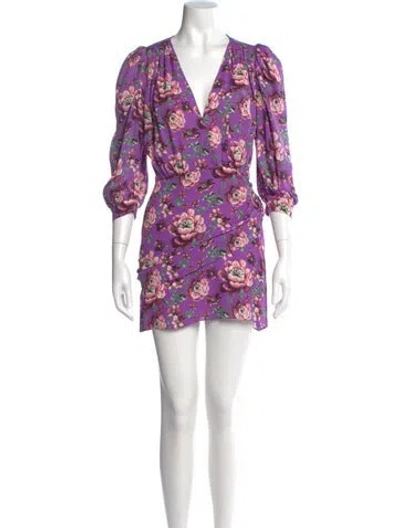 Pre-owned Magda Butrym Floral Print Mini Dress In Purple