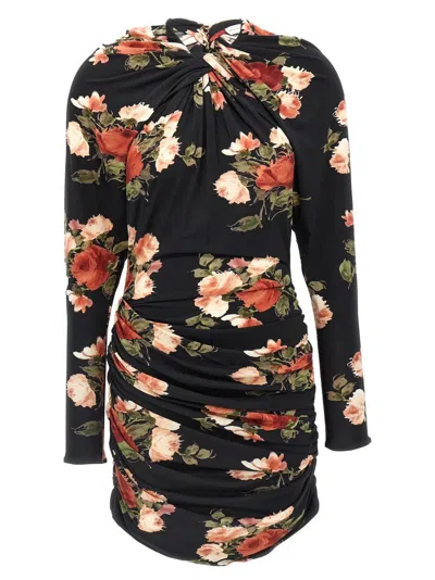MAGDA BUTRYM FLORAL PRINT MINI DRESS WITH CUT-OUT DETAILS