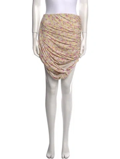 Pre-owned Magda Butrym Floral Print Mini Skirt In Yellow