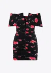 Magda Butrym Draped Floral-print Mini Dress In Multicolor