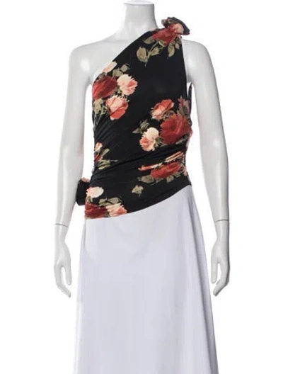 Pre-owned Magda Butrym Floral Print One-shoulder Top In Multi
